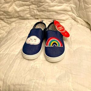 Girl’s Cloud and Rainbow Sneakers Navy Blue, Size 12